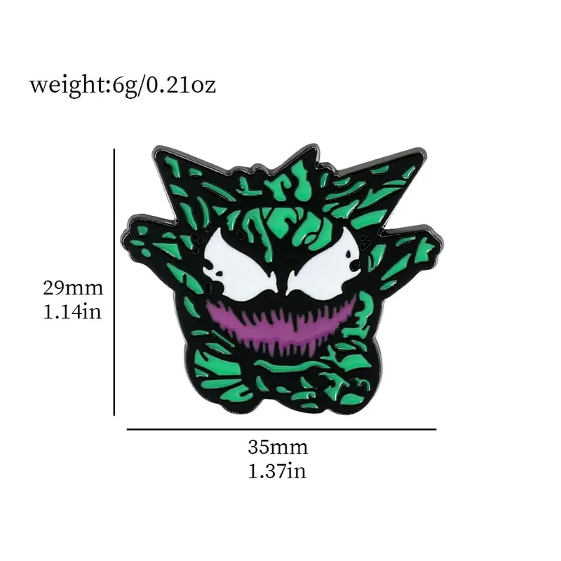 Broches de dessin animé Gengar, épingles à revers en émail pour sac à dos, accessoires de Collection de Fans, broches cadeaux — image 14