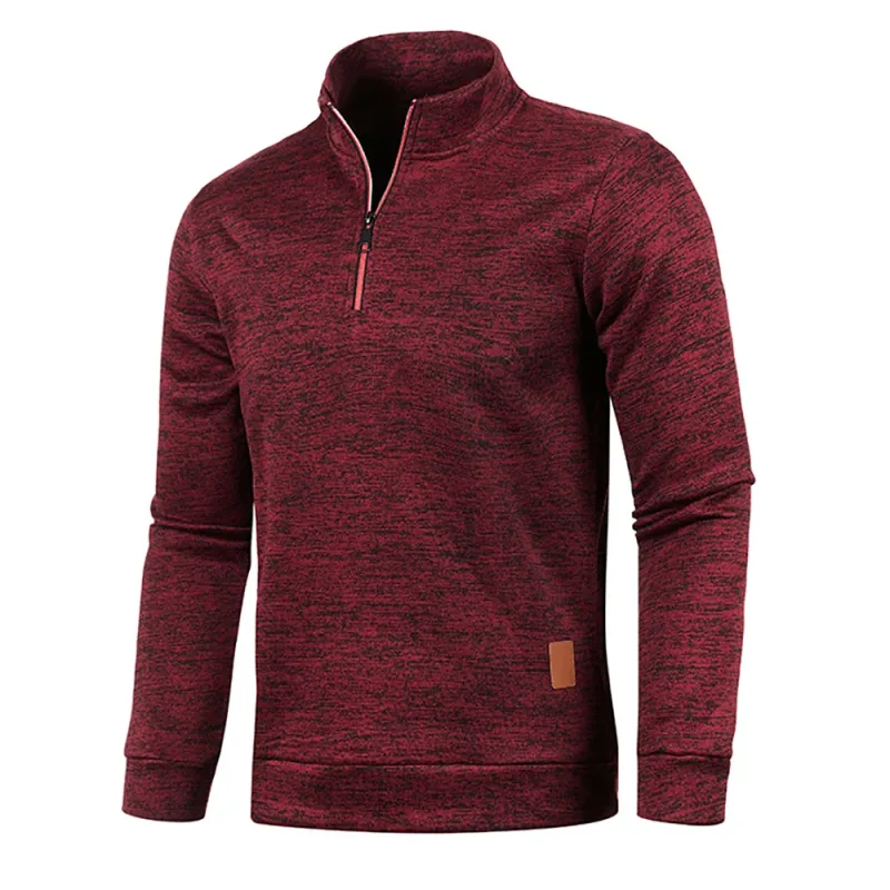 Felpe con mezza cerniera con colletto da uomo Primavera Autunno Pullover casual per sudore maschile Cappotti dolcevita da esterno Abbigliamento sportivo solido — image 3