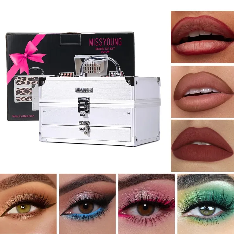 Full Face All-in-One Makeup Set Eyeshadow & Blush Integrated Palette Long Lasting Portable Multifunctional Facial Cosmetics Kit