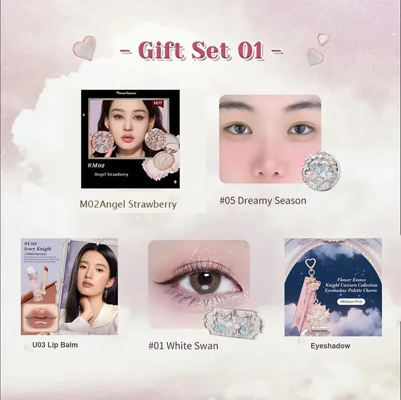 Flower Knows Kit per il trucco Set regalo completo per trucco professionale Sirena Angelo Evidenzia Cigno Rossetto Set da 5 pezzi — image 6