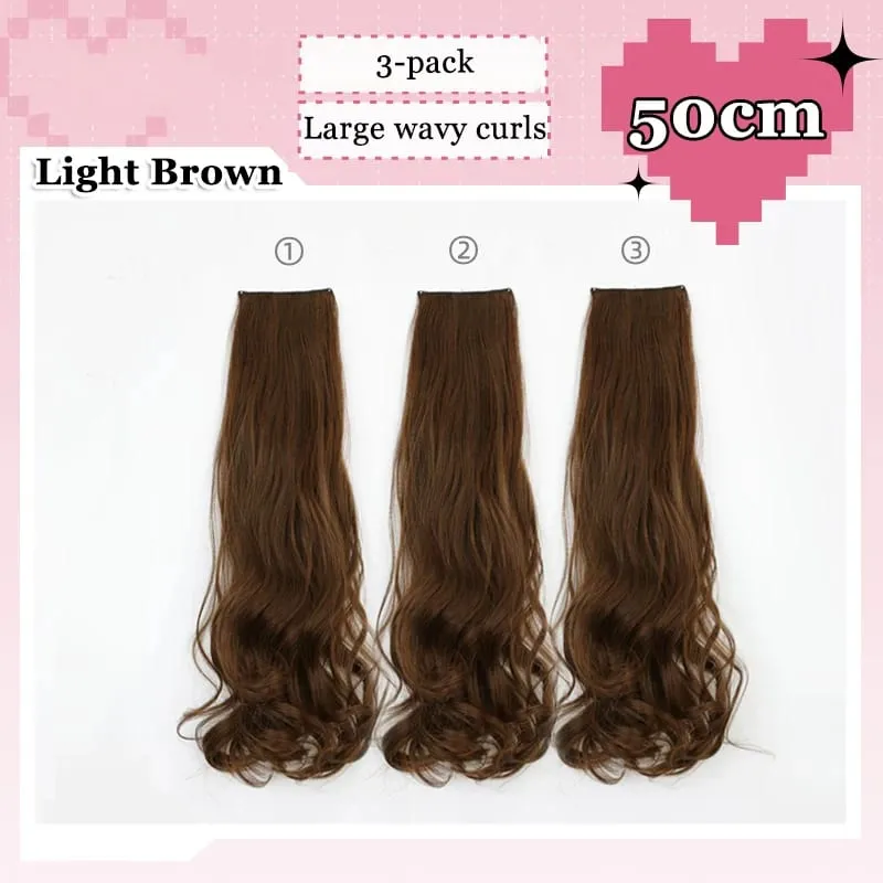 3 Teile/satz 6Clips Haar Verlängerung Schwarz Lange Große Wellenförmige Locken Natürliche Haar Haarteil Hitzebeständige Faser Für Frauen Frisur — image 12