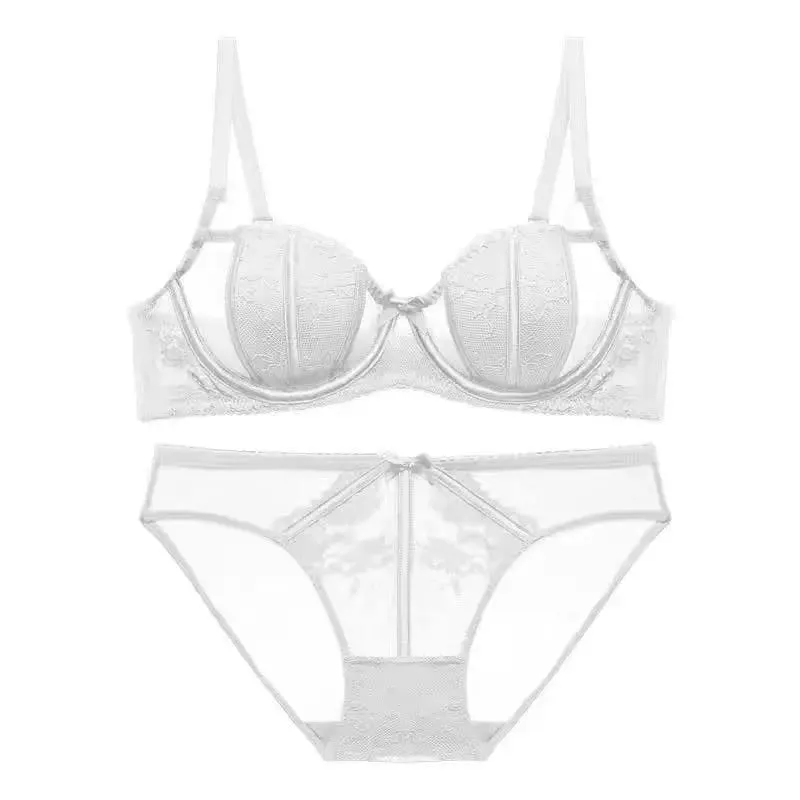 Sexy Elegant French Lace Lingerie Women's Soft Underwired Top Support Gathered Comfortable Not Empty Cup Bra — image 2