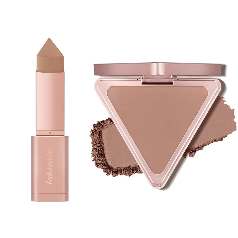 Paleta de ajuste de bronceador mate, barra bronceadora en crema en polvo para sombreado de contorno facial, efecto de maquillaje de larga duración, agua, 2 uds. — image 11