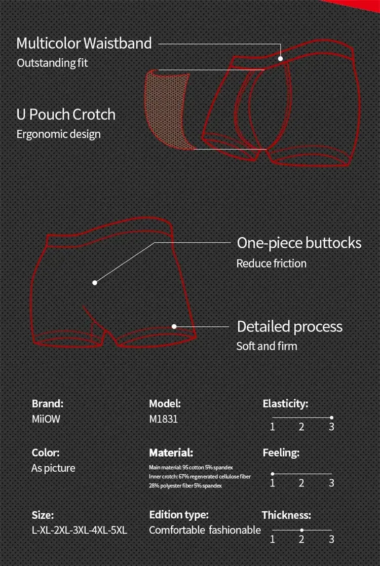 MiiOW 4Pcs Sexy Cotton Men Underpants Boxers Graphene Antibacterial Innerwear Man Underwear Breathable Men's Panties Underpants — image 2