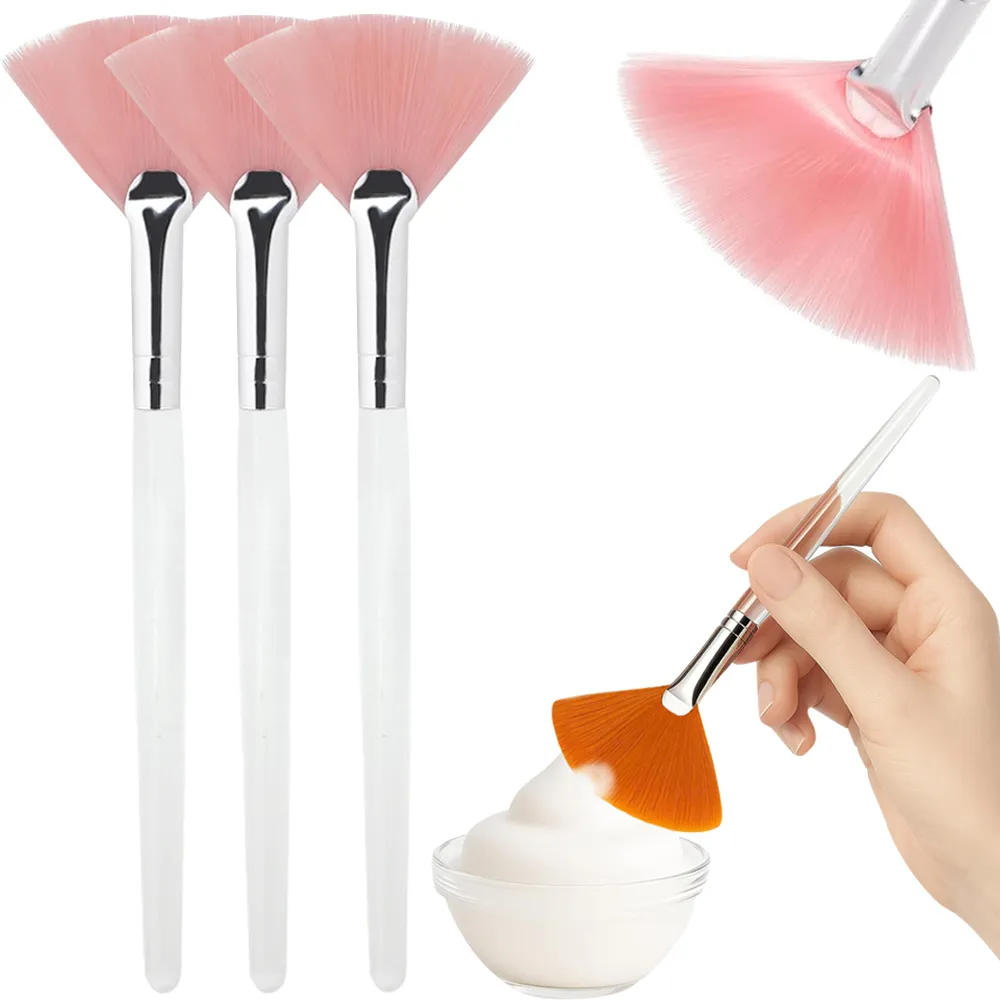 3/9 Pezzi Pennelli per maschera a ventaglio facciale Pennello per maschera morbida Applicatore Estetista Pennelli per maschera facciale per donne Ragazze Strumenti cosmetici — image 1