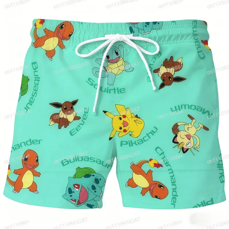 2026 Summer Psyduck Beach Shorts Pokemon Cartoon Quick Dry Board Shorts Cute Duck Print Casual Holiday Pants for Men Women Sport — image 12