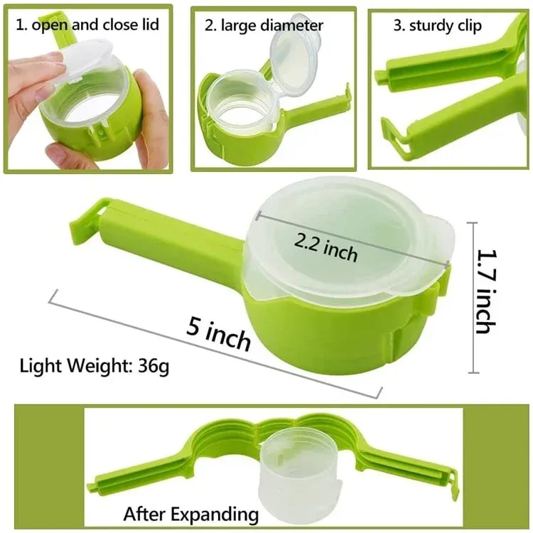 4 Túi Đựng Thực Phẩm Kín Kẹp Có Đổ Vòi Xịt Bảo Quản Thực Phẩm Nhà Bếp Kín Kẹp Đại Chip Túi Kẹp Có Nắp JT394 — image 3