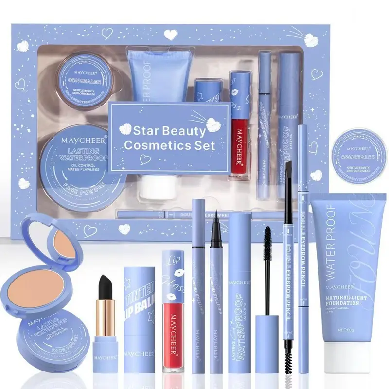 プロのメイクアップキットファンデーションパウダー口紅リップグロスアイライナー眉毛ペンシルフルフェイス化粧品セット女性旅行用 — image 2
