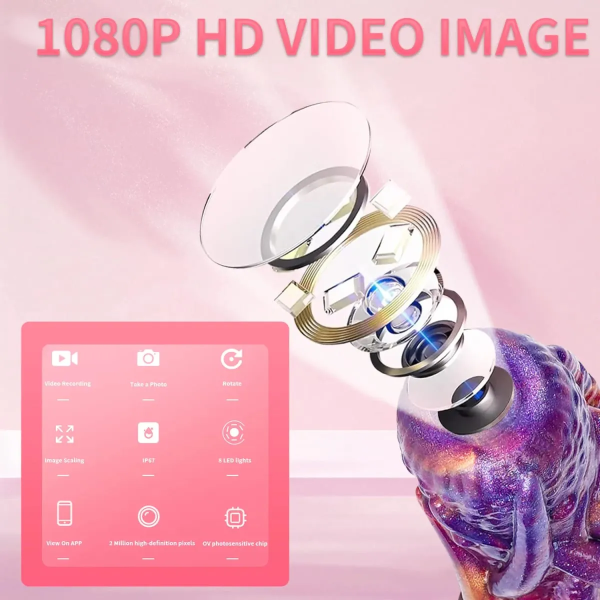 1080P Endoskopkamera, Silikon-Analplug, Echtzeit-Dildo mit 8 LED-Leuchten, IP67 wasserdichtes Sexspielzeug für die Erkundung von Erwachsenen — image 4