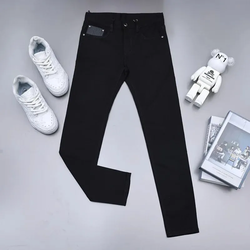 Pantalones vaqueros negros puros para hombre, ropa elegante y personalizada de gama alta, novedad de 2024, pantalones finos ajustados para hombre, pantalones finos de verano — image 6