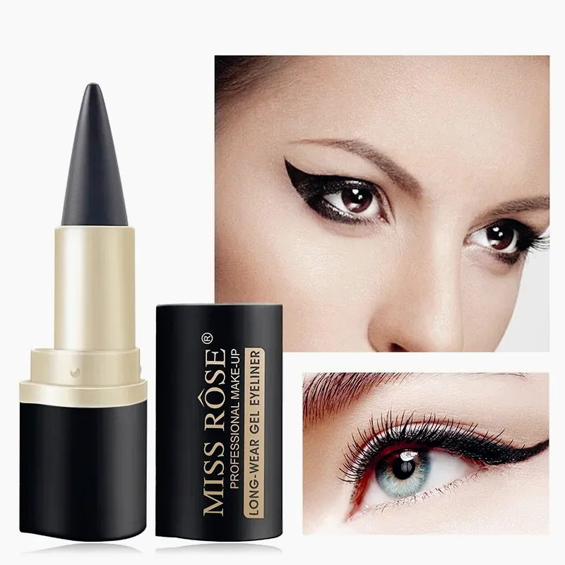 Gel per eyeliner impermeabile opaco - Matita gel a testa singola con pigmenti ricchi ad asciugatura rapida 24 ore A prova di sbavature Nero a lunga durata — image 5