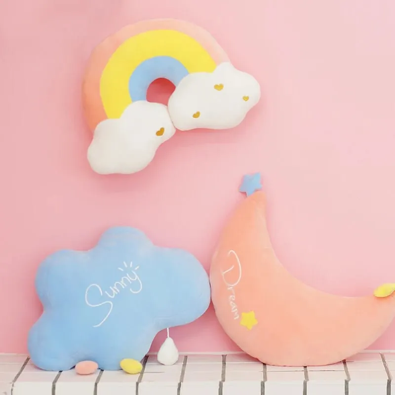 Rainbow Wish Star Moon หมอน Plush มงกุฎสีสัน Cloud Soft ของเล่นหมอนโซฟาหน้าแรกตกแต่งโยนหมอน — image 5