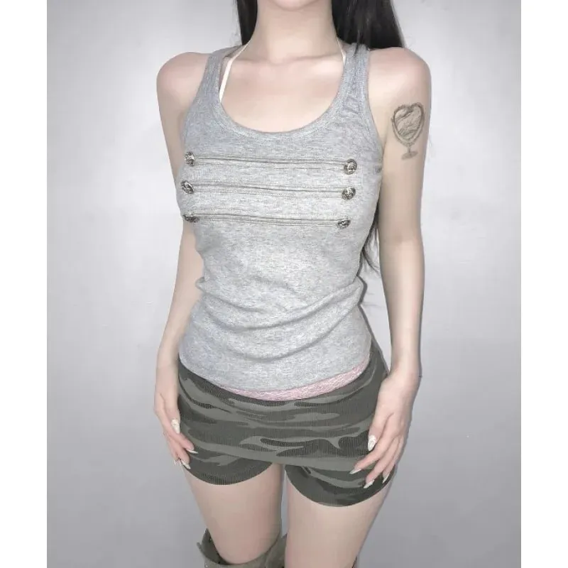 European American Street Style Women Tank Top Summer Vintage Cami Inner Wear Pure Desire Slim Fit High End Unique Design Sleevel — image 2