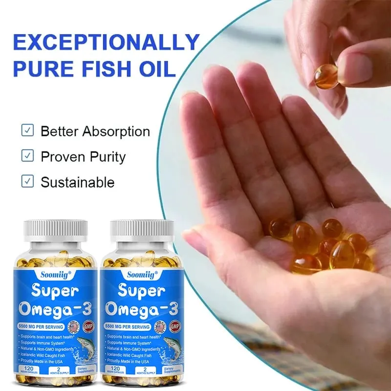 น้ำมันปลาโอเมก้า 3 - พร้อม DHA & EPA - รองรับระบบประสาทสมอง หัวใจและหลอดเลือด สุขภาพผิว สารต้านอนุมูลอิสระ - 120 แคปซูล — image 3