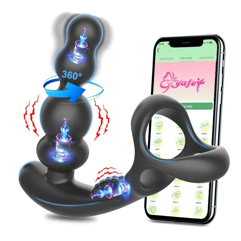 Fernbedienung Männliches Prostata-Massagegerät Vibrator 360°Drehbares Spielzeug Vibrator Ring Plugs Masturbator Dildo Anal Butt Sex Plug Tragbar — image 1