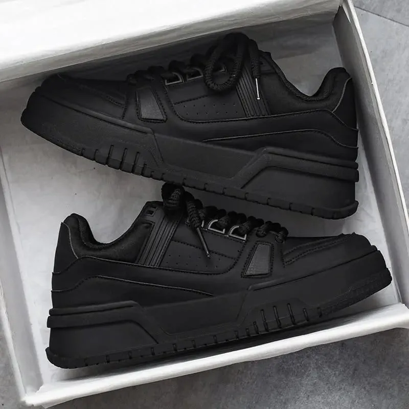 Scarpe da ginnastica da uomo primavera autunno design unico versatile casual nero puro sport per adolescenti fondo spesso aumento pantaloni alla moda — image 3