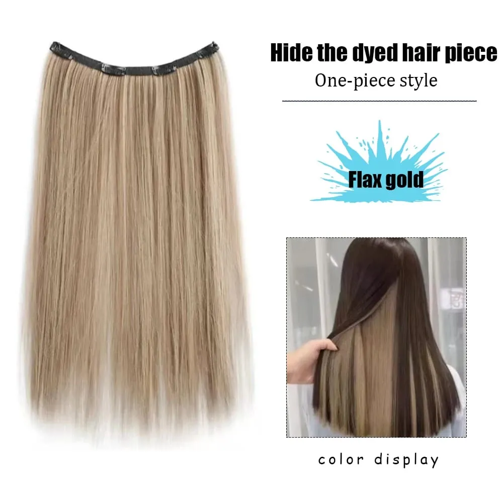 Extension de cheveux synthétiques colorés longs et lisses à 4 clips invisibles de 22 pouces, faciles à porter, adaptés aux vêtements quotidiens ou de vacances des femmes. — image 13