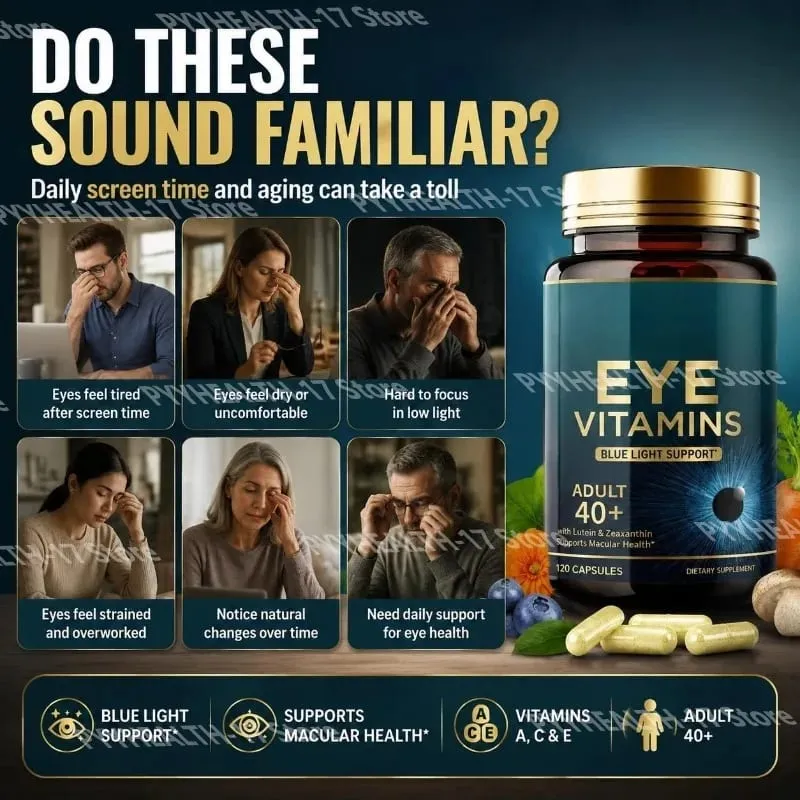 Capsule di vitamine per gli occhi Supporto alla luce blu con luteina e zeaxantina per oltre 40 anni Supporto per la salute maculare per uomini e donne 120 capsule — image 3