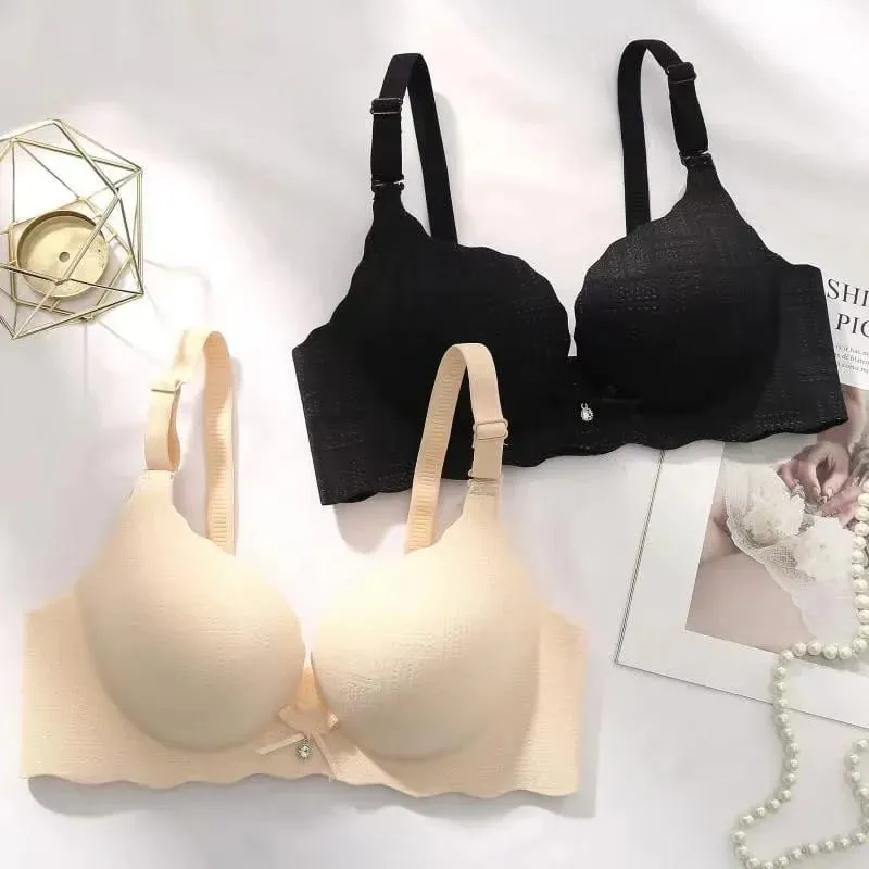 작은 가슴 쇼 큰 속옷 깊은 V 푸시 업 강철 반지 없음 플랫 가슴 특수 브래지어 두꺼운 푸시 업 브래지어 세트 — image 1