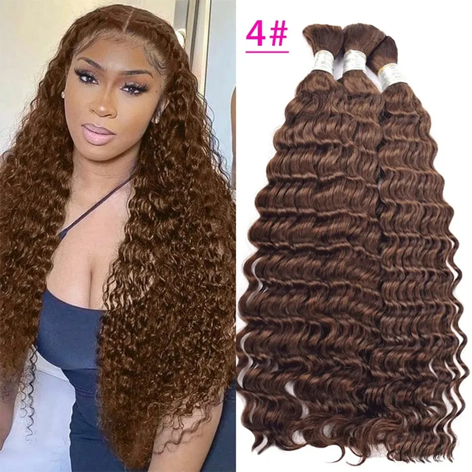 100% Human Hair Deep Wave Bulk Hair No Weft Bundles For Braiding Brazilian Virgin Hair Natural Wave Curly Hair Extensions Remy H — image 10