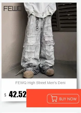 Amerikanische männer Denim Hosen Waschen Taste Design Plissee Lose Jeans Kontrast Farbe Casual Männlichen Unten Vintage 4K5156 — image 8