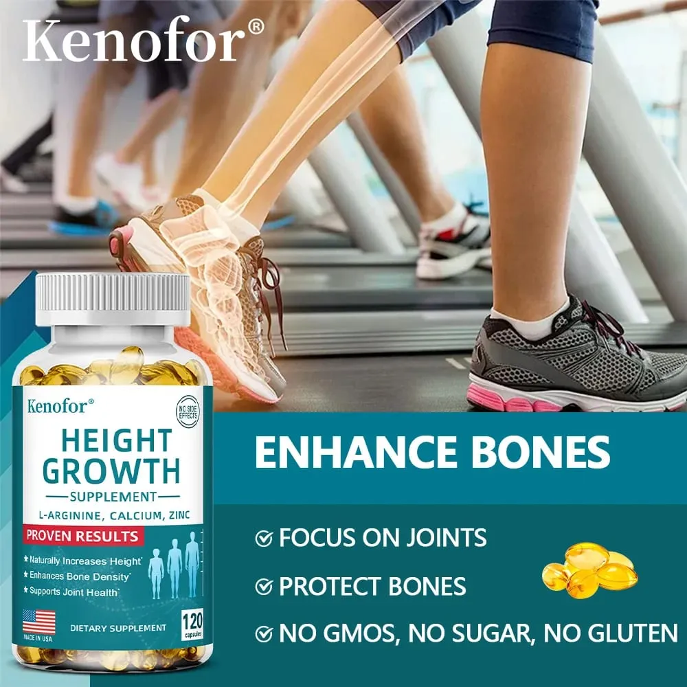 Natural Height Growth Calcium Vitamin D Supplement Vegetarian Capsules Increase Bone Strength Height Promoter Capsules Adults — image 3