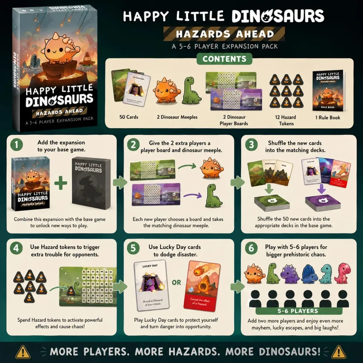HappyLittle Dinosaurs Kartenspiel-Erweiterungspaket, lustiges Strategie-Party-Brettspiel für Familienfreunde, Kinder und Erwachsene, englische Version — image 4