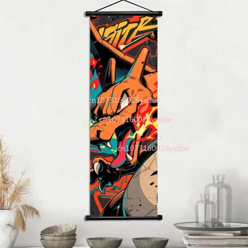 Anime-gedrucktes Pokemon-Poster, Cartoon-Wandkunstwerk, Gengar, Eichhörnchen, Bulbasaur, Pikachu, Hängerolle, Familienzimmer-Dekoration — image 8