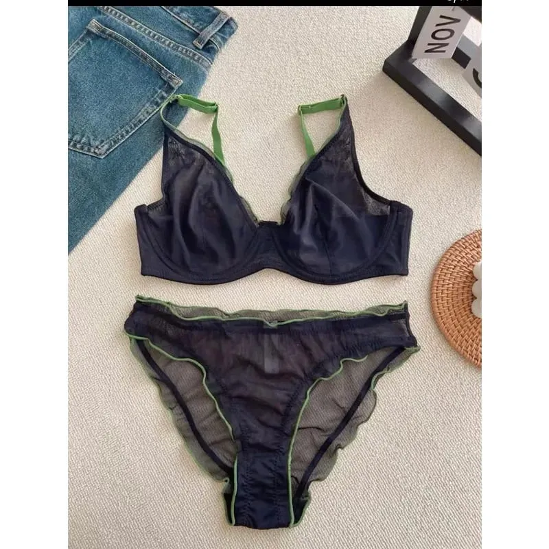 Set di reggiseno a coppa piena da donna di nuovo arrivo Set di biancheria intima comfort quotidiano ultra sottile minimizzatore supporto sexy anti-cedimento laterale sottile ABCD — image 3