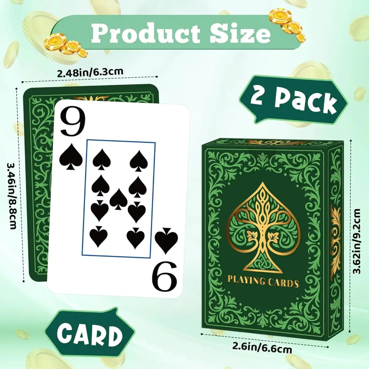 ไพ่ 2 แพ็ค | ไพ่พิมพ์ใหญ่ | ง่ายต่อการสับไพ่โป๊กเกอร์พรีเมี่ยมสำหรับเกมไพ่ Family Game Night Table M