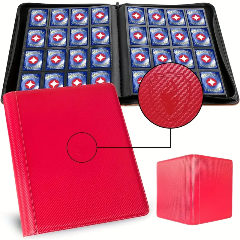 1024 กระเป๋า Trading Card Binder พรีเมี่ยม 16 กระเป๋าผู้ถือบัตรโฟลเดอร์ด้านข้างการ์ดสำหรับกีฬาการ์ดเกม