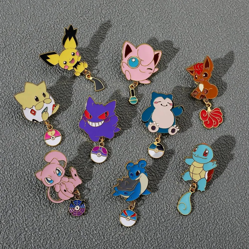 Set di spille smaltate - Simpatiche spille Pikachu Squirtle Charmander per zaini giacche - Distintivi di cartoni animati anime regalo per i fan — image 3