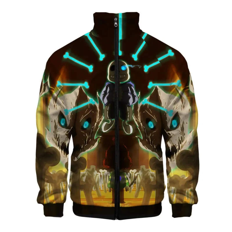 Sang Trọng Phổ Biến Sans Undertale 3D In Hình Dây Kéo Áo Raglan Áo Gió Bé Trai/Bé Gái Thoải Mái Cổ Đứng Áo Áo Khoác — image 10