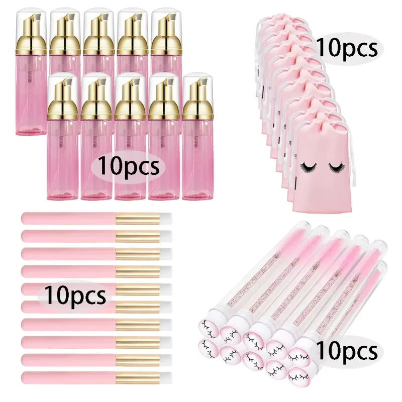 20/40Pcs 60ml Plastic Refillable Leakproof Empty Foam Pump Bottles Lash Shampoo Kit Travel Soap Dispenser Face Wash Makeup Tools