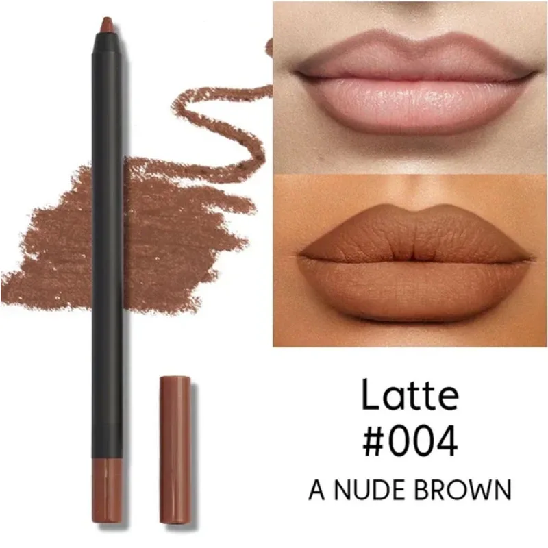 Nude Brown Lip Liner ดินสอลิปสติก Matte Smooth Waterproof Lipliner Long Lasting Non-stick Cup ลิปสติกปากกาความงามเครื่องสำอาง — image 15