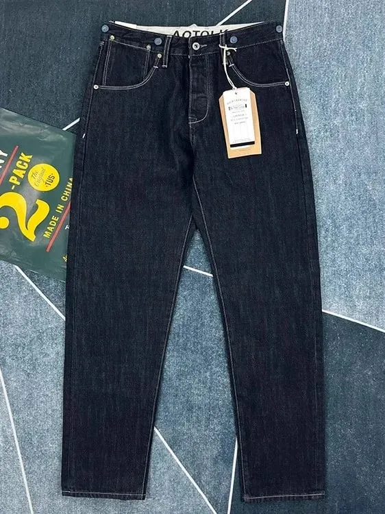 100% bawełna z tyłu paryska klamra wiosenne czarne proste dżinsy dla mężczyzn amerykański styl retro Casual japońskie wąskie, zwężane długie spodnie — image 7