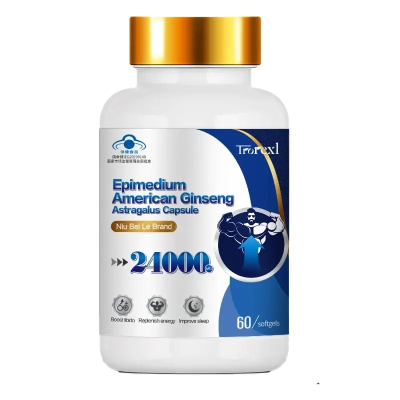 תוסף חוזק נוסף עם תמצית תמצית ג'ינסנג Epimedium ו- Panax לזכר תומך בשיפור רמות האנרגיה הגברית