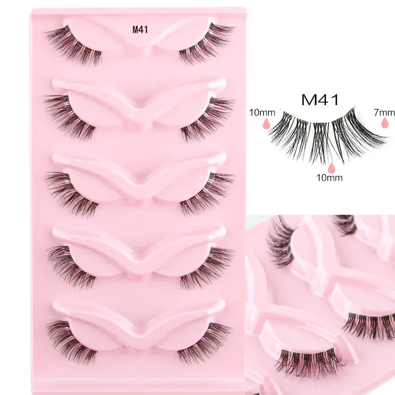 Mezze Ciglia Cat Eye Ciglia 3/5/10 Paia Ciglia Finte Soffici Morbide Aspetto Naturale Fascia Trasparente 3D Ciglia di Visone Estensione trucco