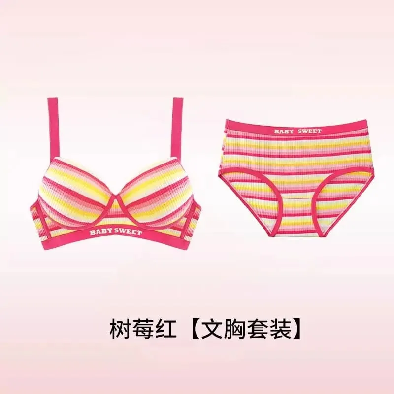 Set reggiseno senza cuciture per donna Bralette modellante a righe arcobaleno Lingerie anti-cedimento e sollevamento busto piccolo vestibilità S-XL — image 11