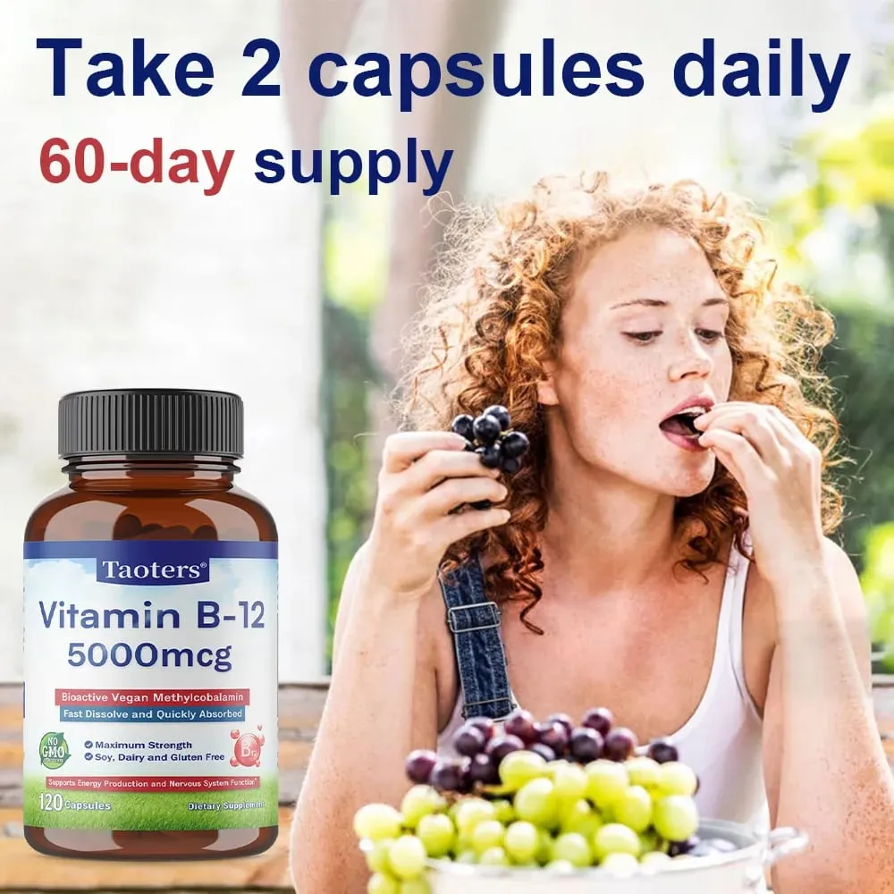 Vitamin B12 5000 Mcg - Kekuatan Ekstra - Suplemen untuk Mendukung Tingkat Energi Kejernihan Mental Kesehatan Sistem Saraf