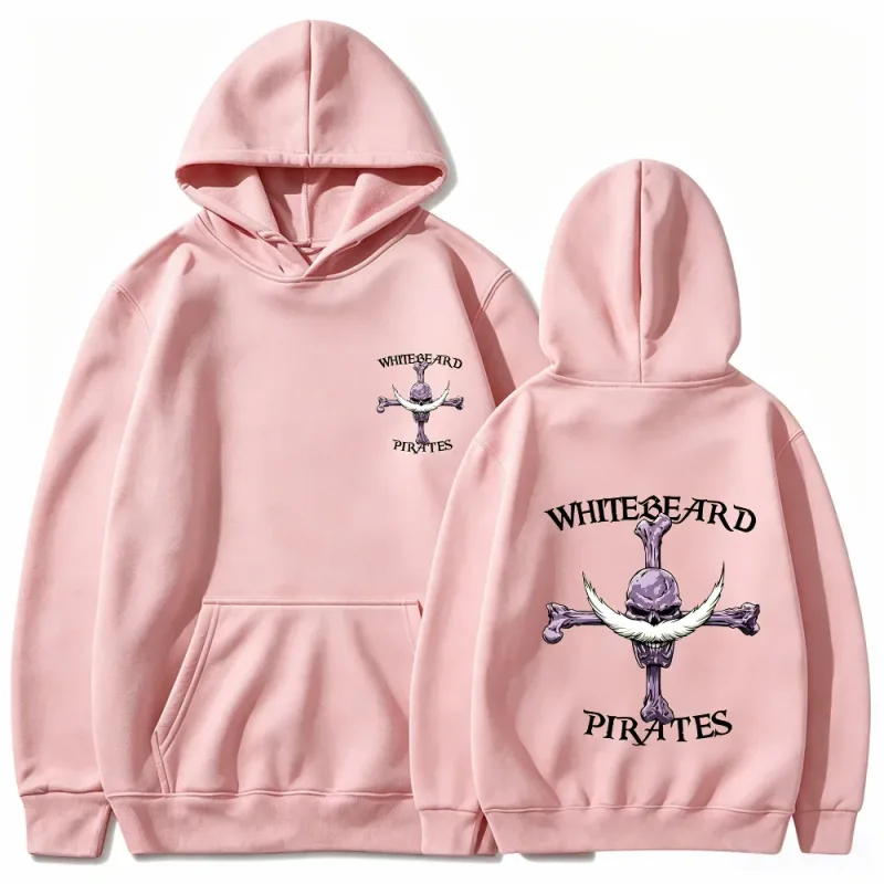 Moletom com capuz de piratas de barba branca de uma peça, moletom com estampa, barba branca Jolly Roger Anime gráfico streetwear top com capuz