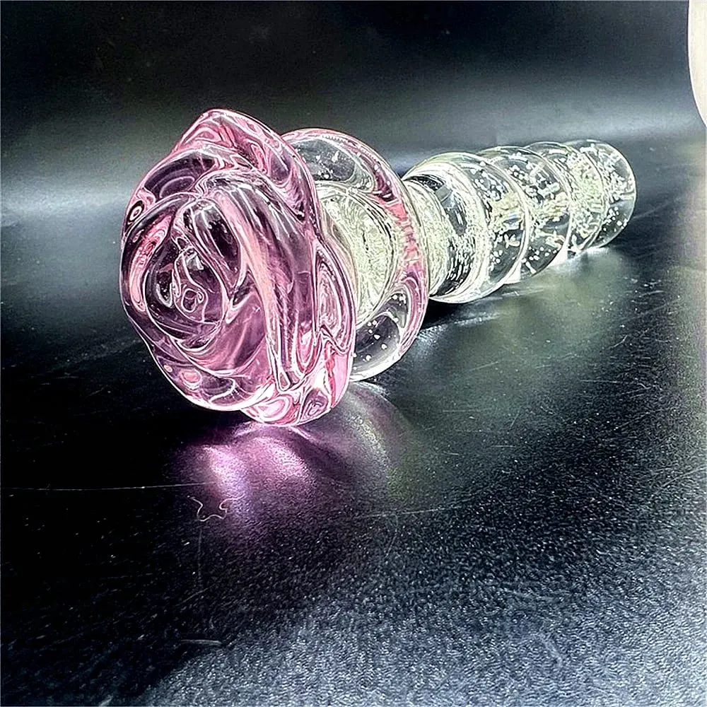 Luminous Glass Dildo Rose Anal Plug Glow in The Dark Butt Plug Anal Beads Penetration Anal Couples Play Adult Sex Toy Joinjjtoy — image 4
