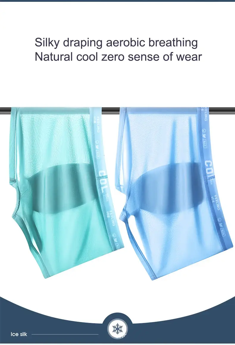 Boxers en soie glacée pour hommes, sous-vêtements en graphène, respirants et confortables, culottes ultra fines, tronc, grande taille 6XL — image 15