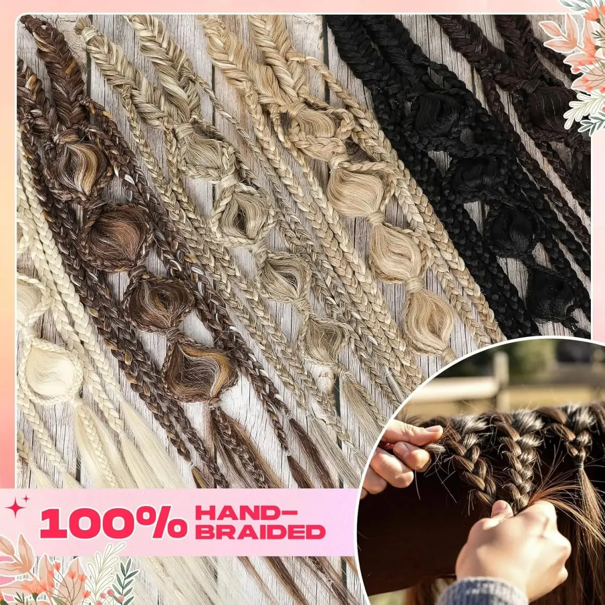 Synthetische Clip-in-Zopf-Haarverlängerungen – Boho-Festival-Prinzessin-Zopf-Haarverlängerung, Feen-Cosplay-Hochzeits-Haarteil für Frauen — image 5