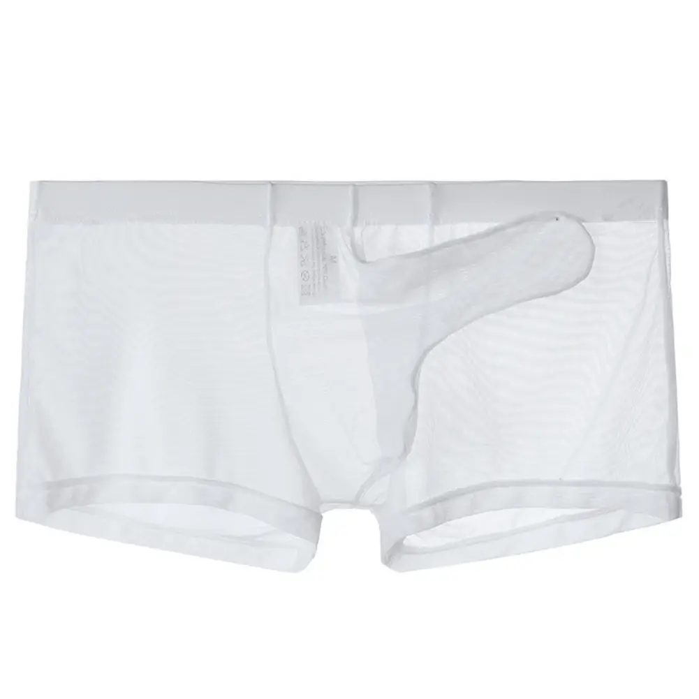 Sexy Men Mesh Transparent Lightweight Underwear See Through Breathable Boxer Briefs Panties Bullet Separation Male Boxer Panties