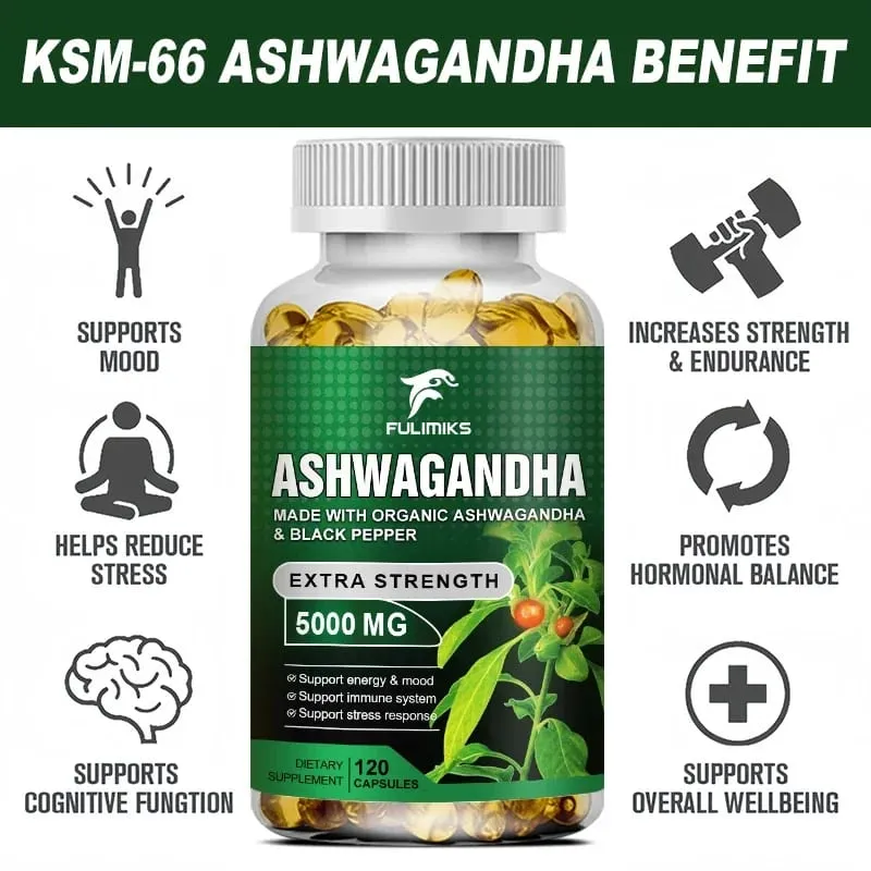 Vegetarian Organic Ashwagandha Extra Capsule Energy & Endurance Supplement Brain & Memory Relief Stress Deep Sleep — image 5