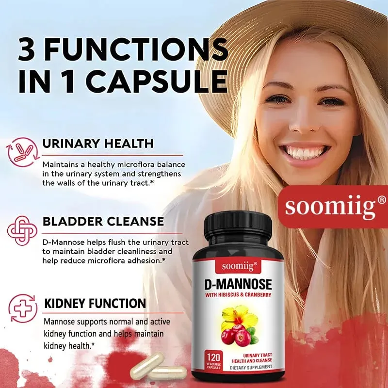 D-Mannose with Hibiscus & Cranbrry Supplement Support Urinary Tract Bladder Health and Reduce Urinary Tract Infections Non-GMO — image 4