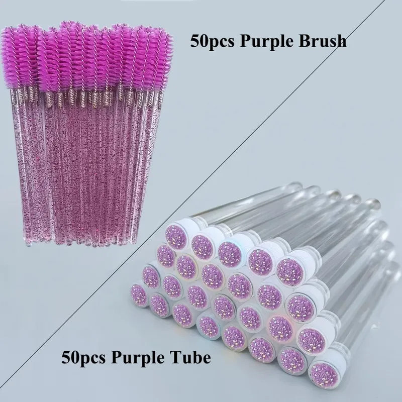 50pcs แปรงขนตาแบบใช้ซ้ำได้หลอดสำหรับขนตามาสคาร่าแบบใช้แล้วทิ้ง Wands Eyebrow แปรง Applicator แปรงขนตา — image 10