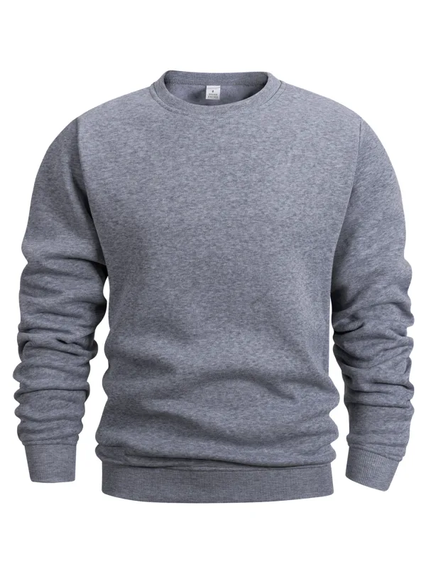 Sweater Leher Krew Lelaki Warna Pepejal Sweatwear Spring Outdoor Kasual Harian Lengan Panjang Pullover Hoodie Pakaian Sukan Lelaki — image 7