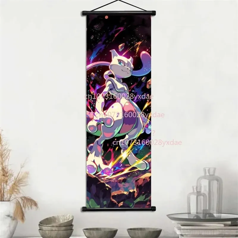 Anime-gedrucktes Pokemon-Poster, Cartoon-Wandkunstwerk, Gengar, Eichhörnchen, Bulbasaur, Pikachu, Hängerolle, Familienzimmer-Dekoration — image 5